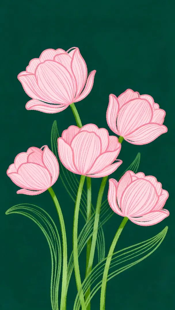 手绘插画花朵背景清新治愈