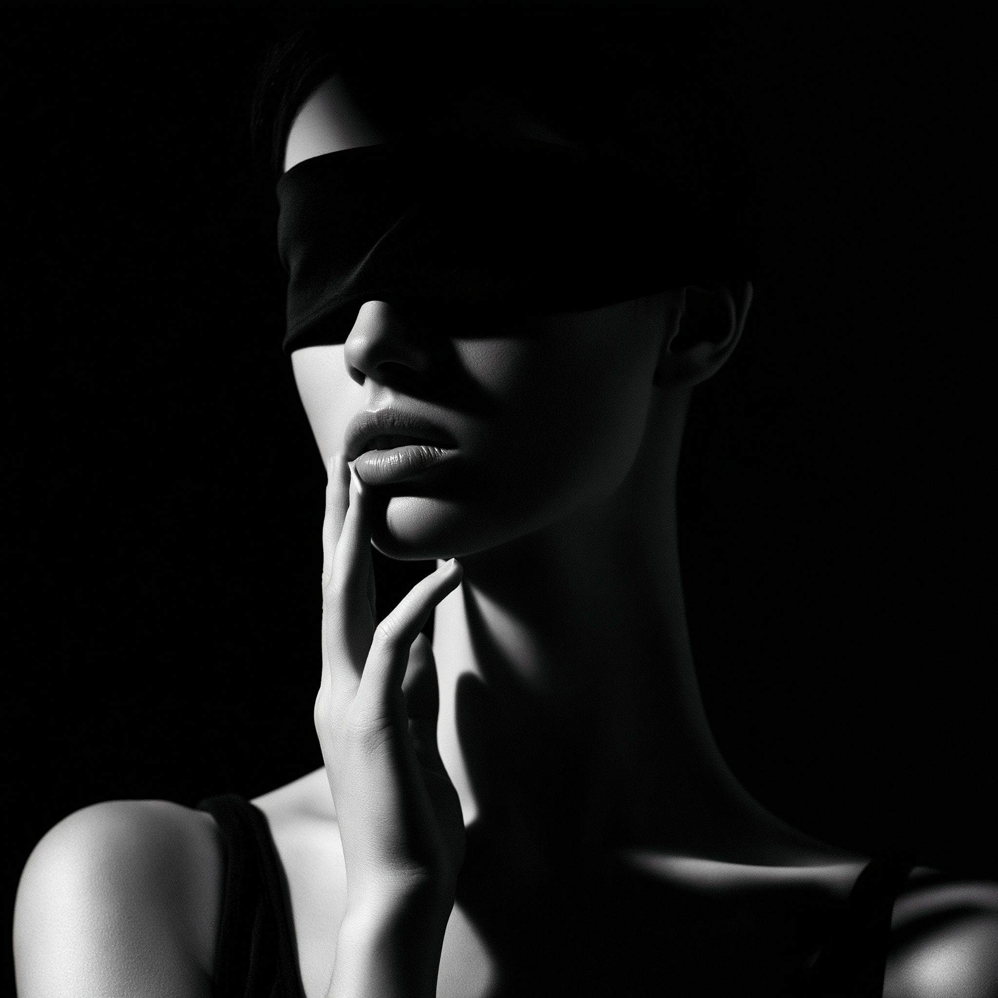 Portrait d'avatar en noir et blanc d'une femme mystérieuse