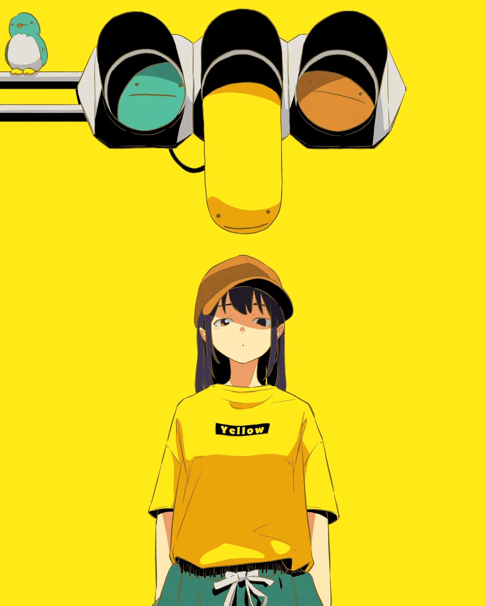 Cette œuvre d'art présente un style graphique audacieux inspiré de l'animation japonaise des années 70 et 80