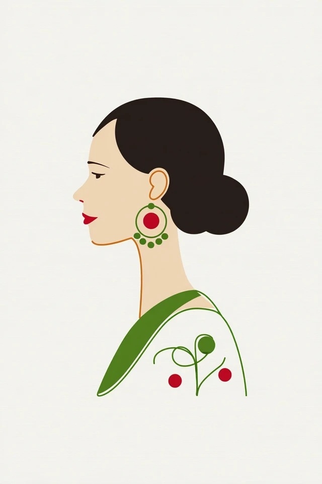 Illustration vectorielle minimaliste avec des contours audacieux et des accents colorés