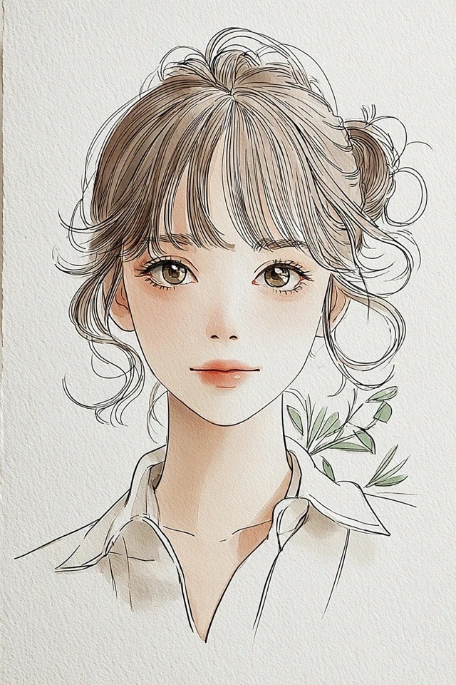 Ilustración delicada de acuarela y tinta