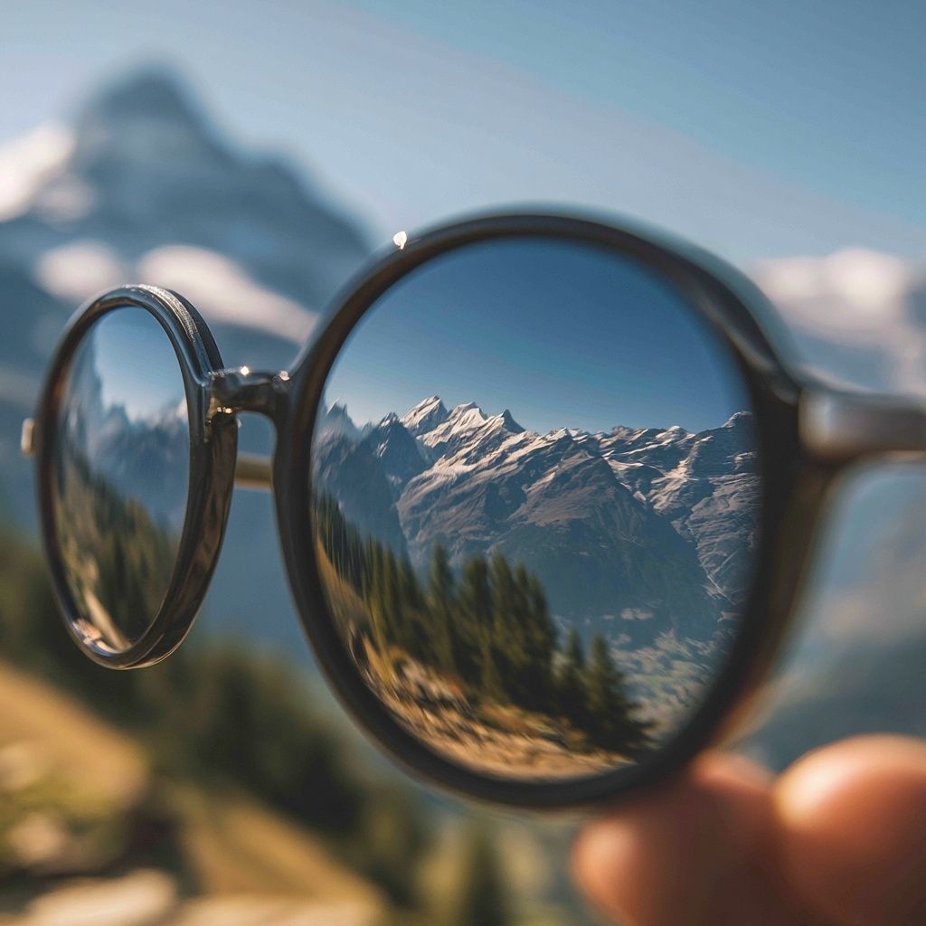 These sunglasses reflect mountains