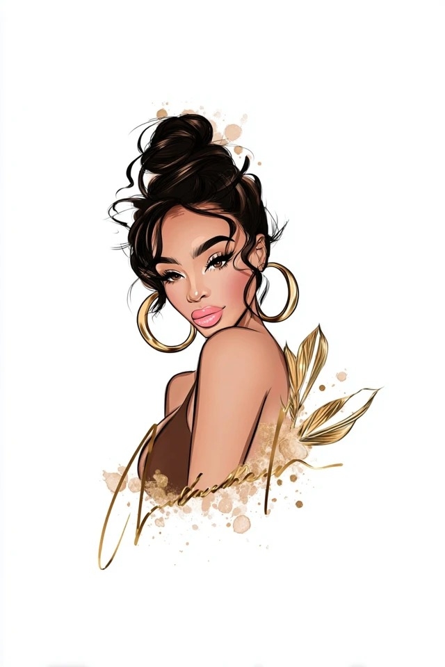 Glamouröse Modeillustration geeignet für Luxusmarken und Schönheitsverpackungen