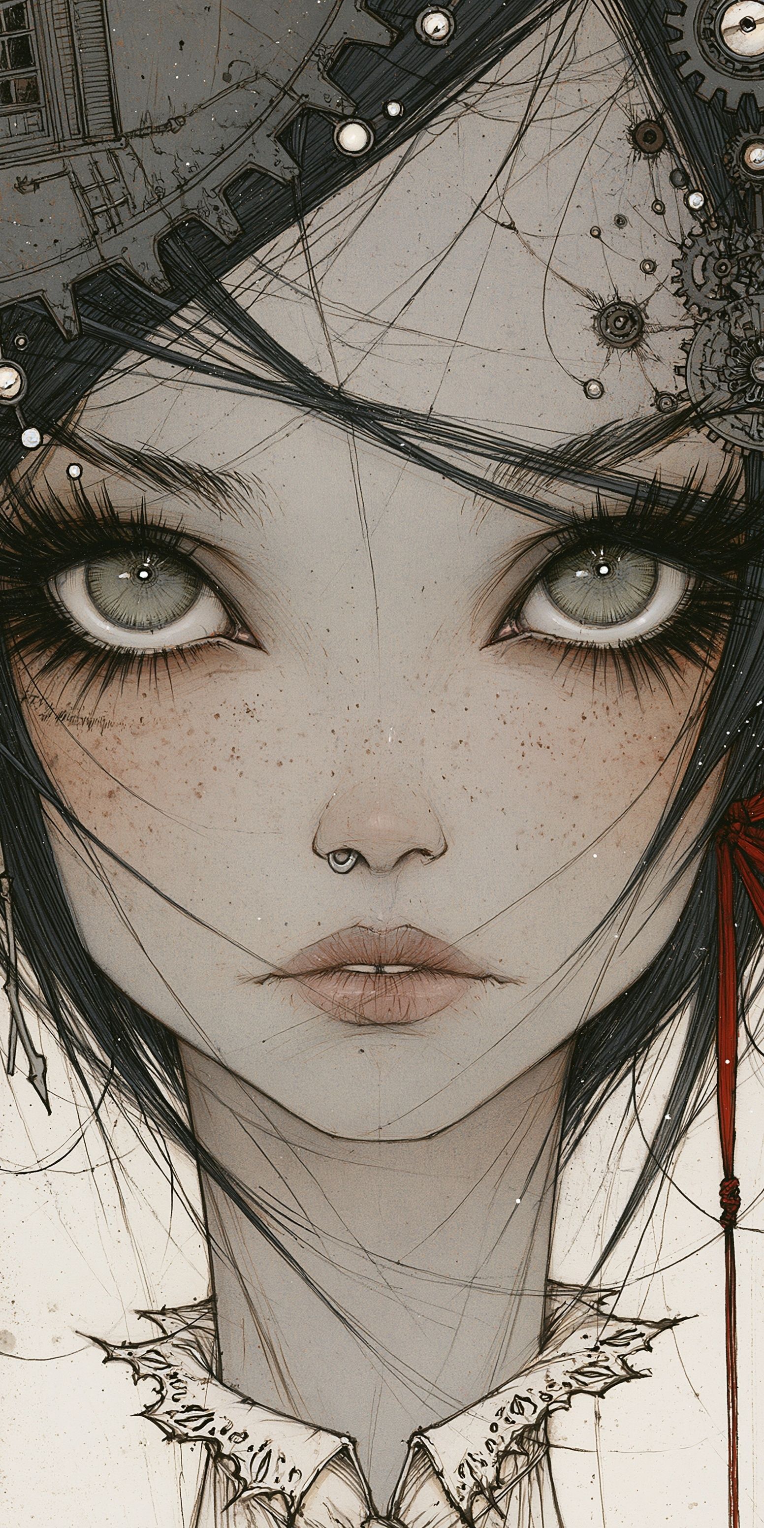 Une belle femme avec de grands yeux verts olive expressifs