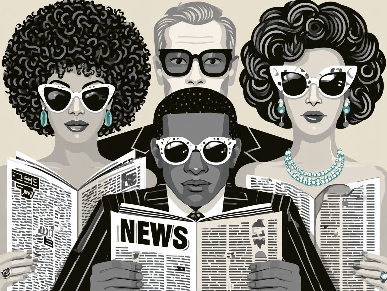 An illustration representing the news section of a New York current events and law magazine featuring modern diverse people