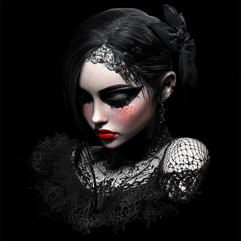 Estilo de boneca gótica estética de horror vitoriano