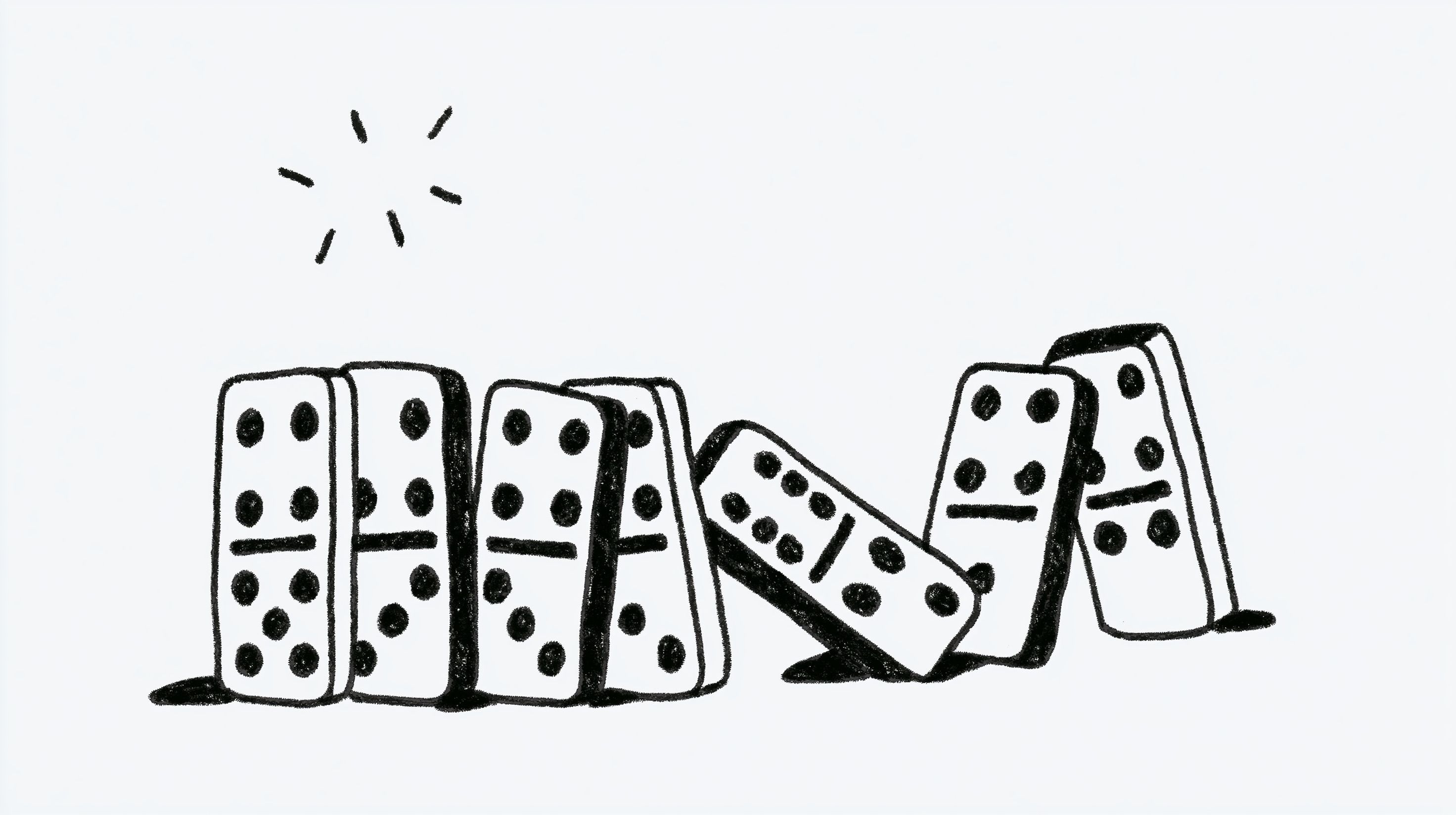 Illustration of toppling dominoes