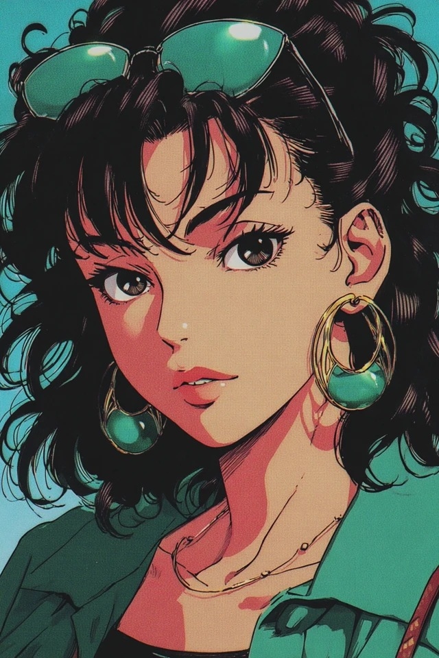 Retro 1980s Japanese anime aesthetic