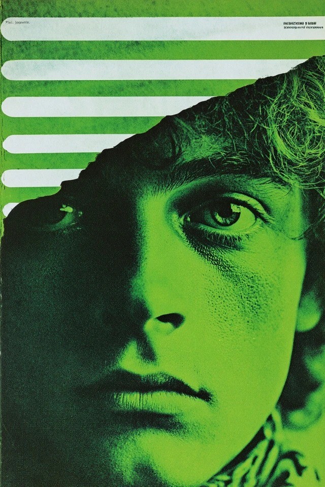 Design gráfico de alto contraste em verde e preto da era soviética