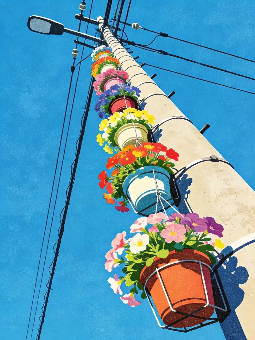 Ryo Takei muestra una colorida atmósfera primaveral en estilo de ilustración japonés