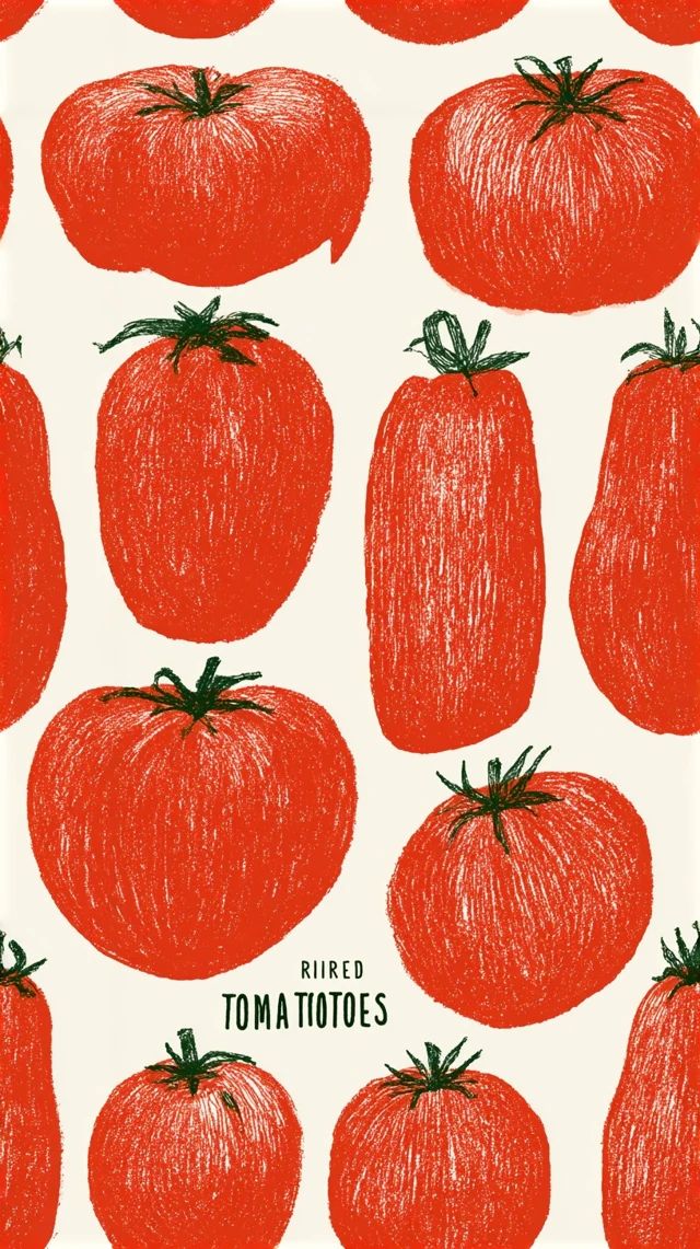 This is a hand-drawn style illustration of red tomatoes