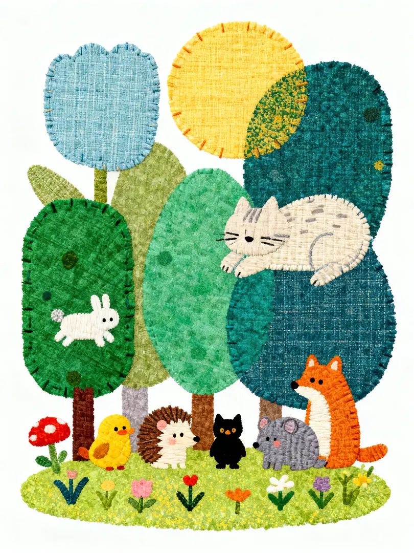 A group of small animals in a dream garden