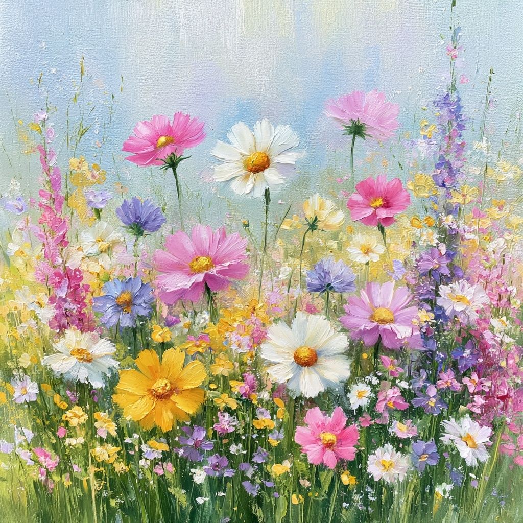 Spring wild flowers are bright and happy