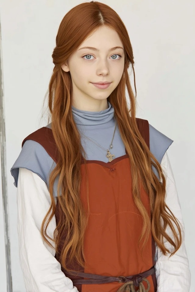 Iluminación natural suave con tonos terrenales apagados y azules polvorientos, adecuada para dramas históricos y referencias de personajes de fantasía medieval