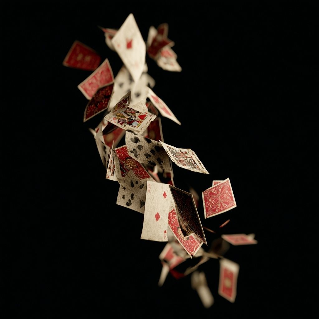 Fondo negro con cartas de póker flotantes que se desvanecen