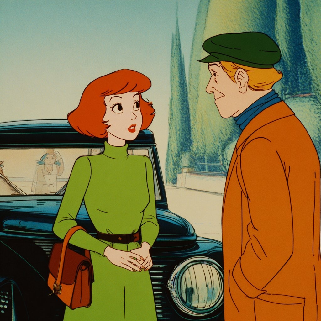 Retro cel animation style expresses an elegant and nostalgic atmosphere