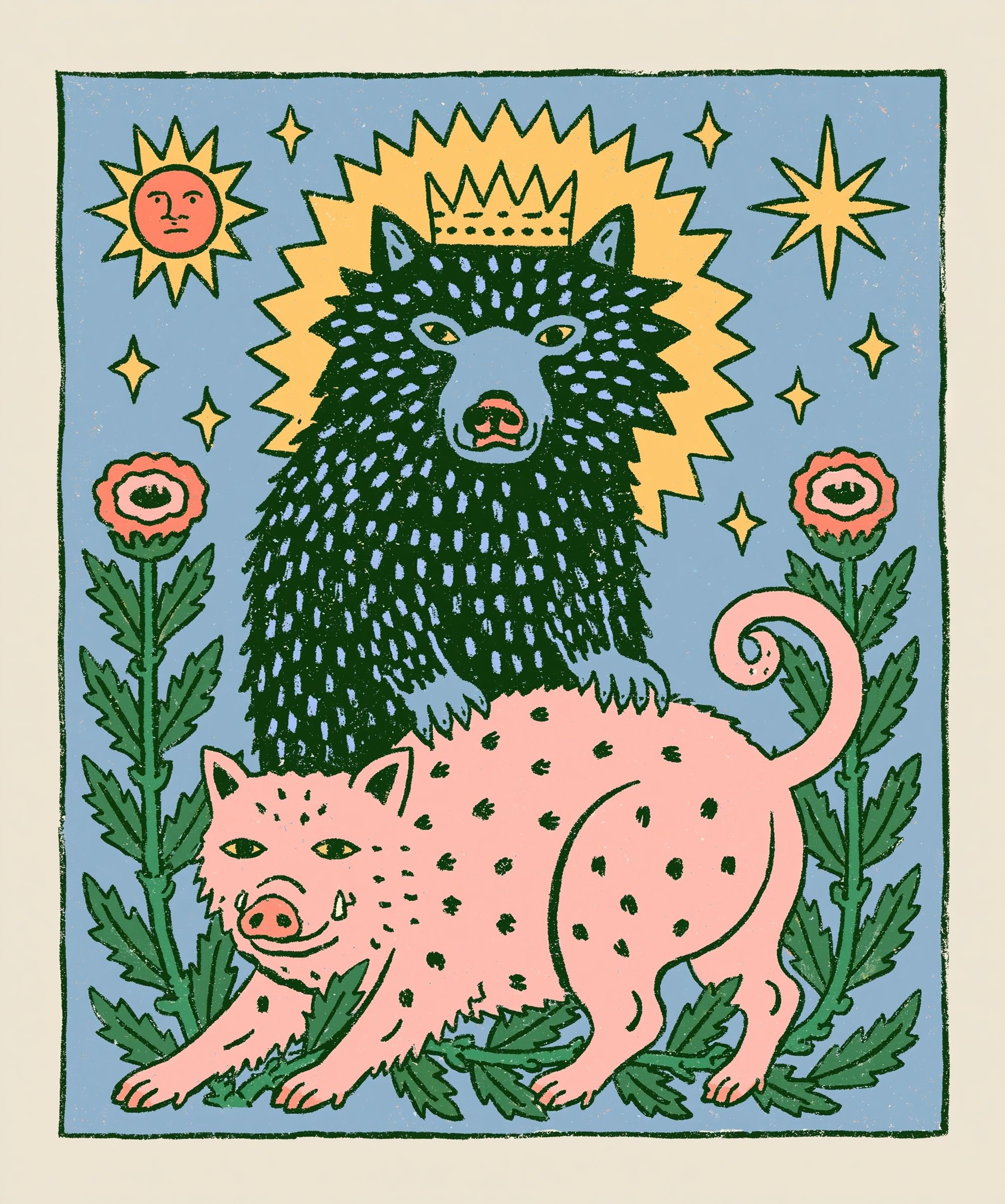 Animal tarot card illustration
