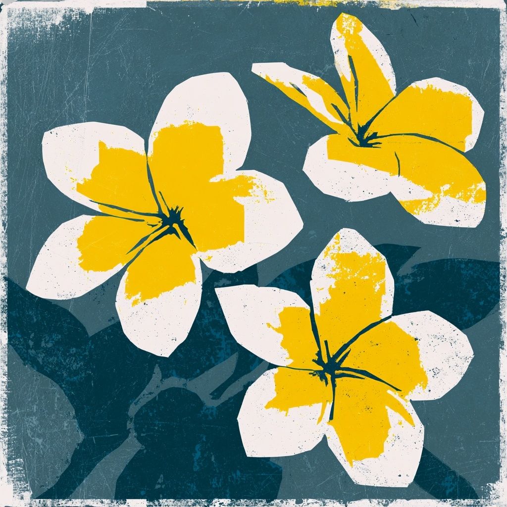 Flores de frangipani brancas e amarelas básicas