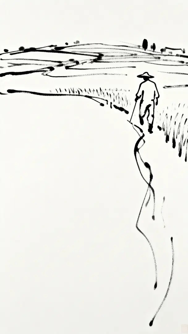 Minimalistische abstrakte Konturen, die die Silhouette des Landwirts einfangen