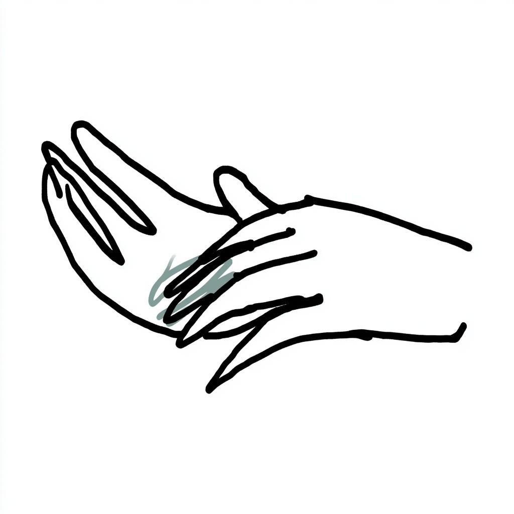 Illustration simple de deux mains appliquant un baume capillaire