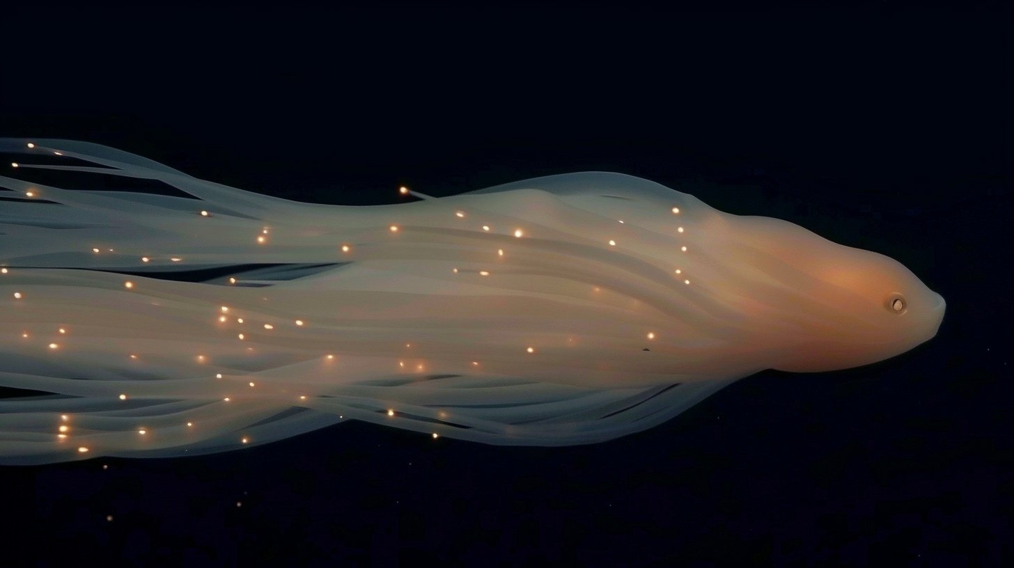 深海生物のデジタル絵画がその発光美学を表現している