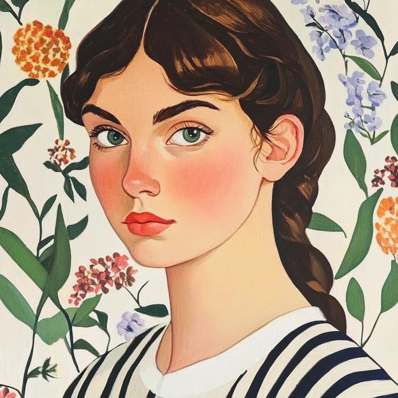 Le style Art Nouveau se caractérise par des plantes vertes foncées et rouges sombres avec une composition romantique vintage