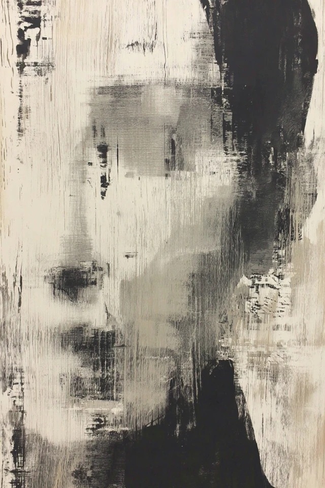 L'expressionnisme abstrait monochrome se caractérise par des coups de pinceau intenses et un fort contraste entre la lumière et l'obscurité