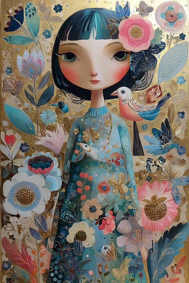Style d'art populaire orné adapté à la papeterie de luxe et aux impressions artistiques