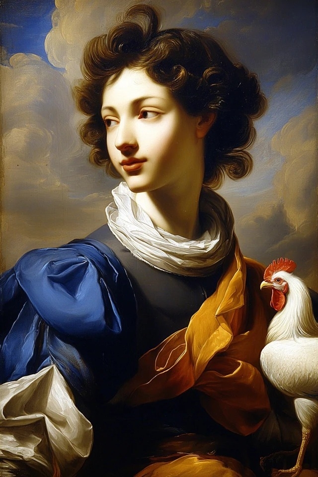 Chiaroscuro baroque avec des teintes de bijoux riches et une texture lisse