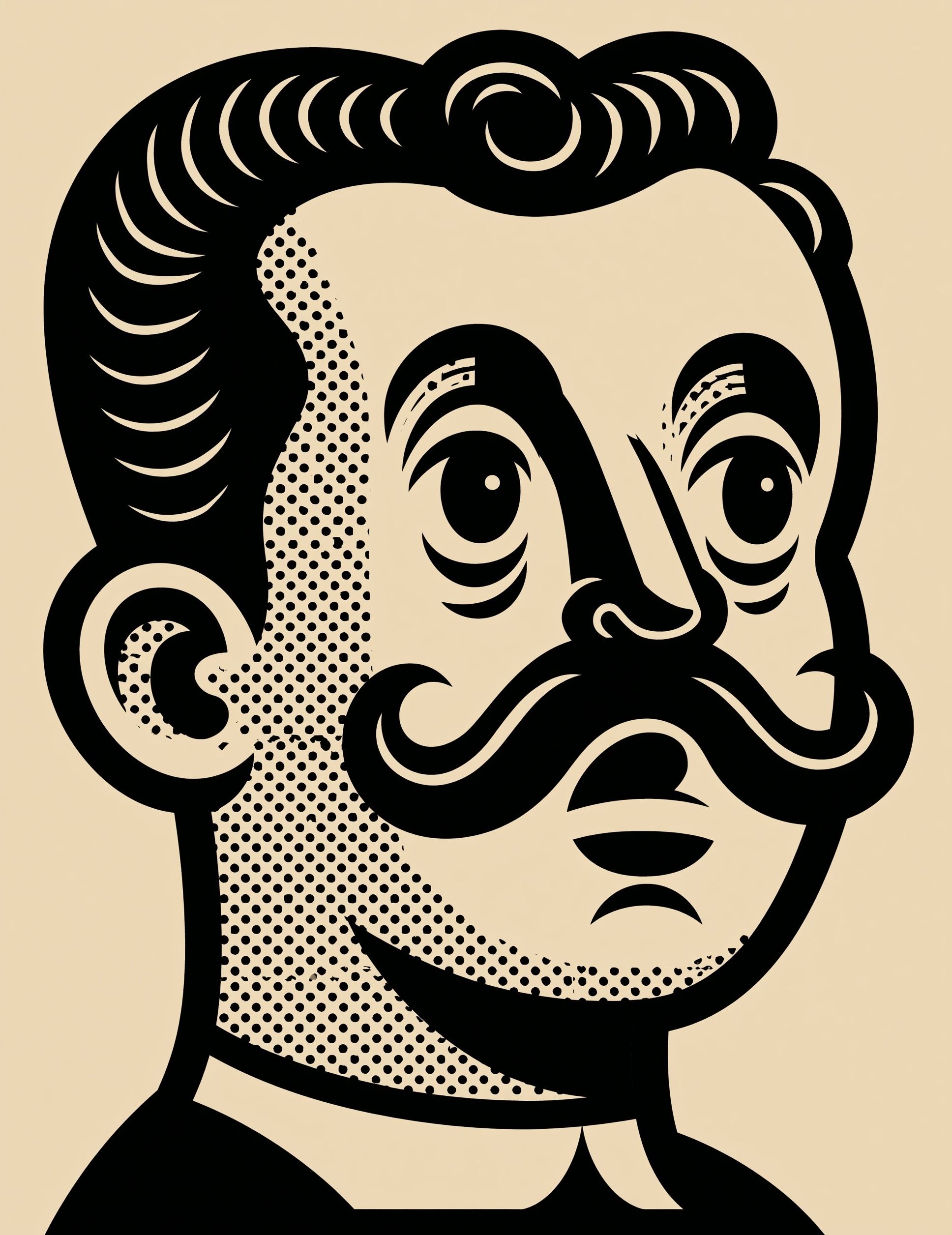 This is a cartoon-style illustration suitable for retro t-shirt printing, featuring a stylized man of Tom of Finland