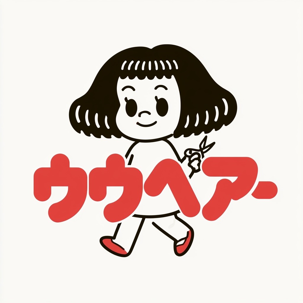 Ikonische weibliche Maskottchen eines japanischen Friseursalons