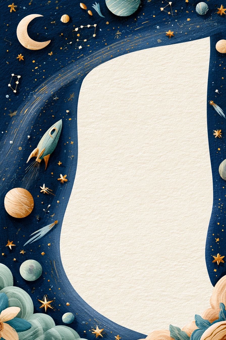Luxury children's gift card template themed 'Journey to the Stars'