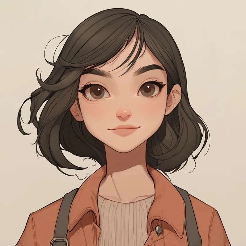 A retro hand-drawn animation style depicting a short curly-haired woman's melancholic expression