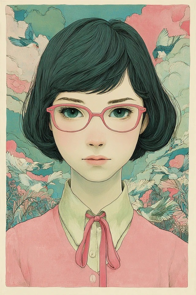 Soft vintage illustration suitable for book covers and gallery prints