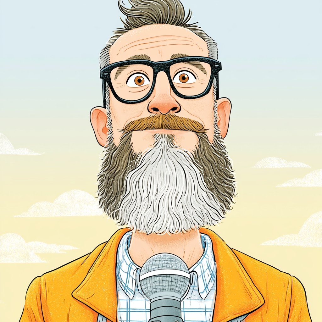 This is a modern illustration featuring a character bust with flat colors and a simple background emphasizing graphic clarity over dimensional realism