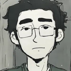 黑白速写表现了当代青年的知识分子形象