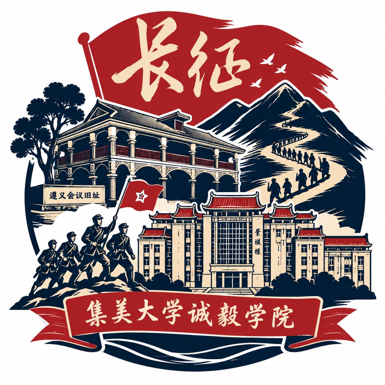 长征主题的T恤图案设计