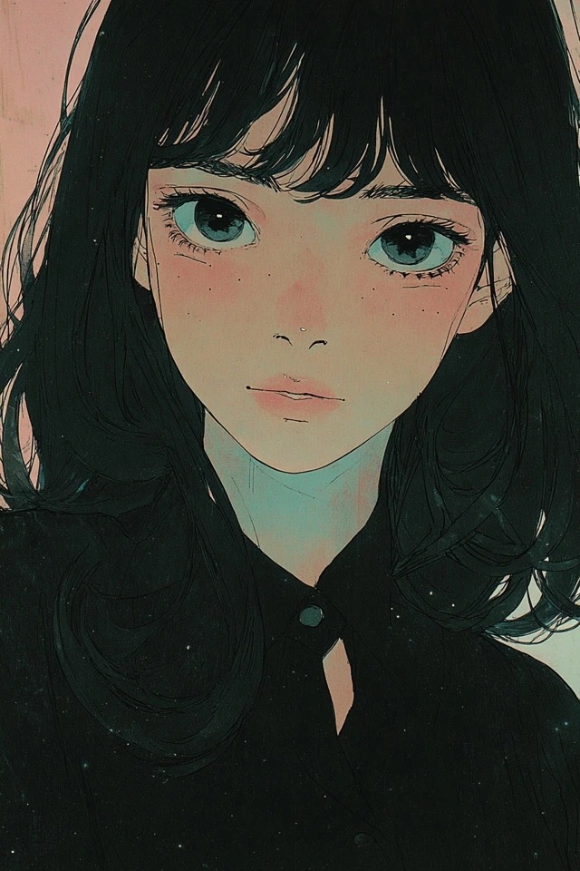 ビンテージアニメの美学、柔らかいセルシェーディングと深い黒との組み合わせ