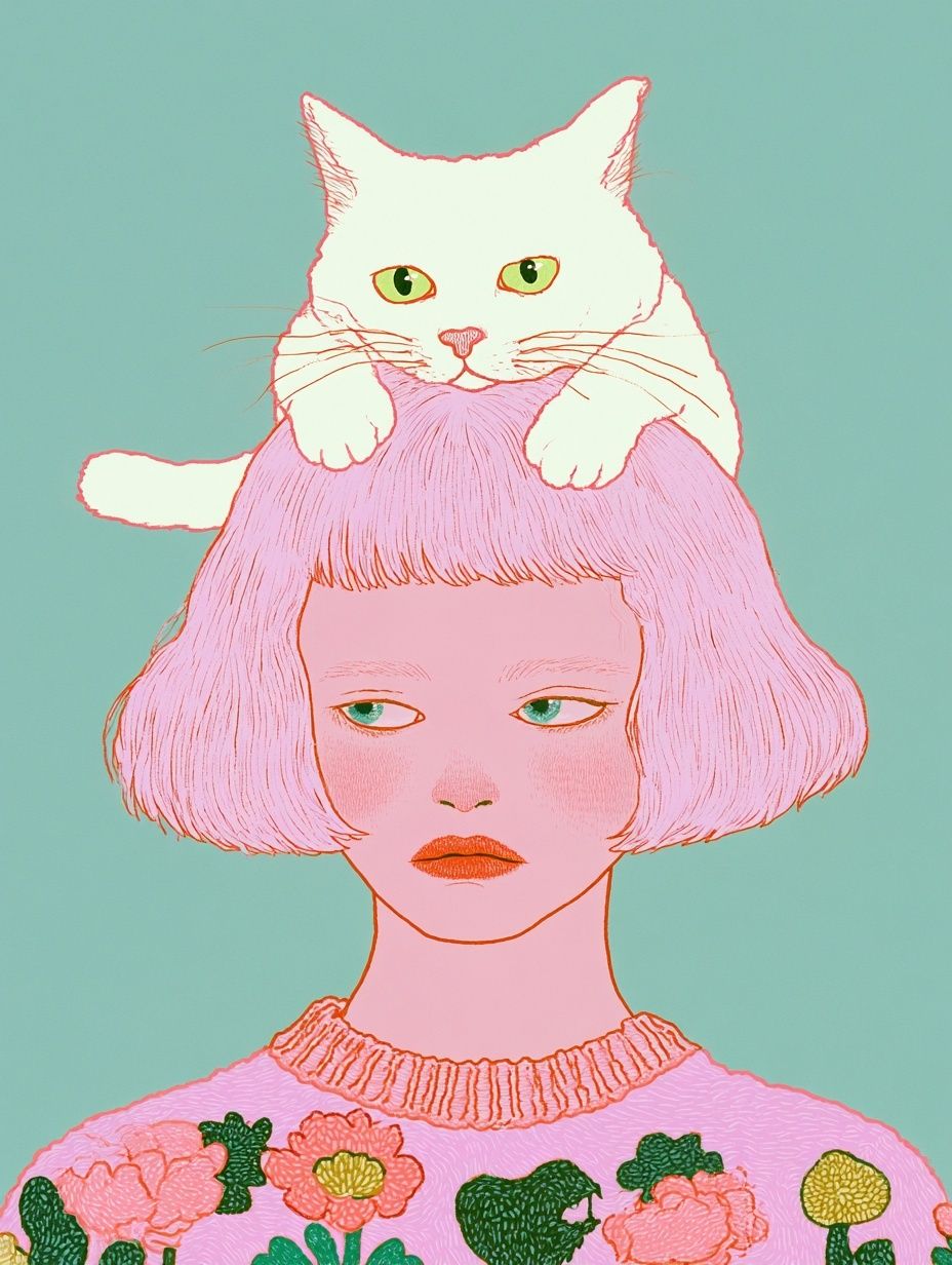 A white cat on the head