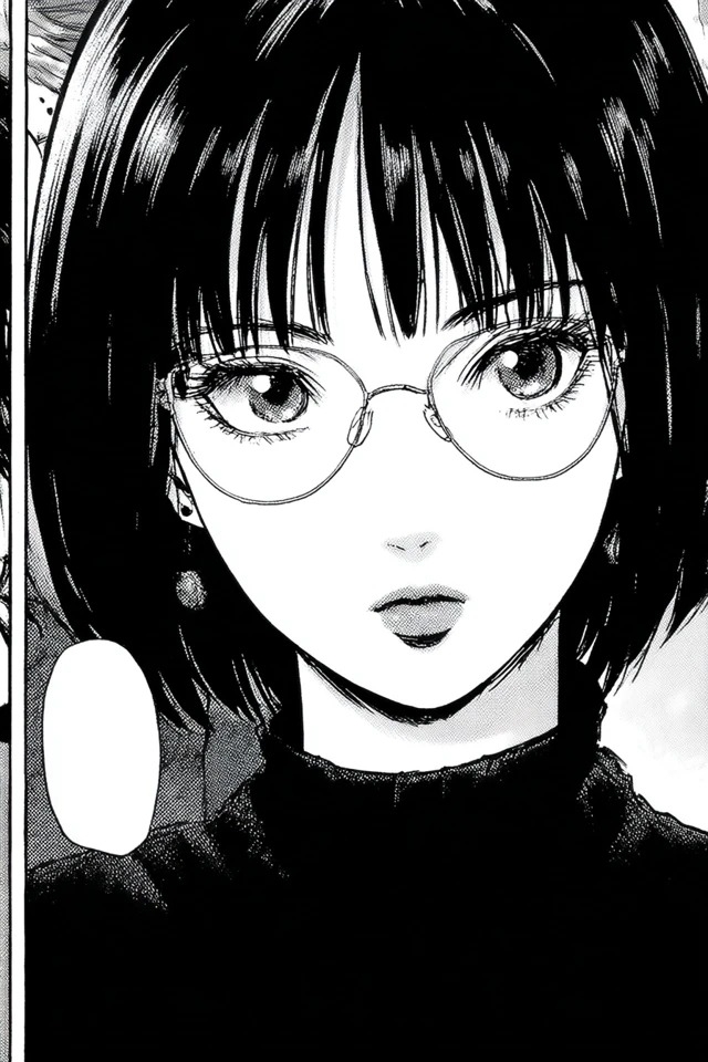 高对比度黑白漫画风格适用于心理惊悚片封面