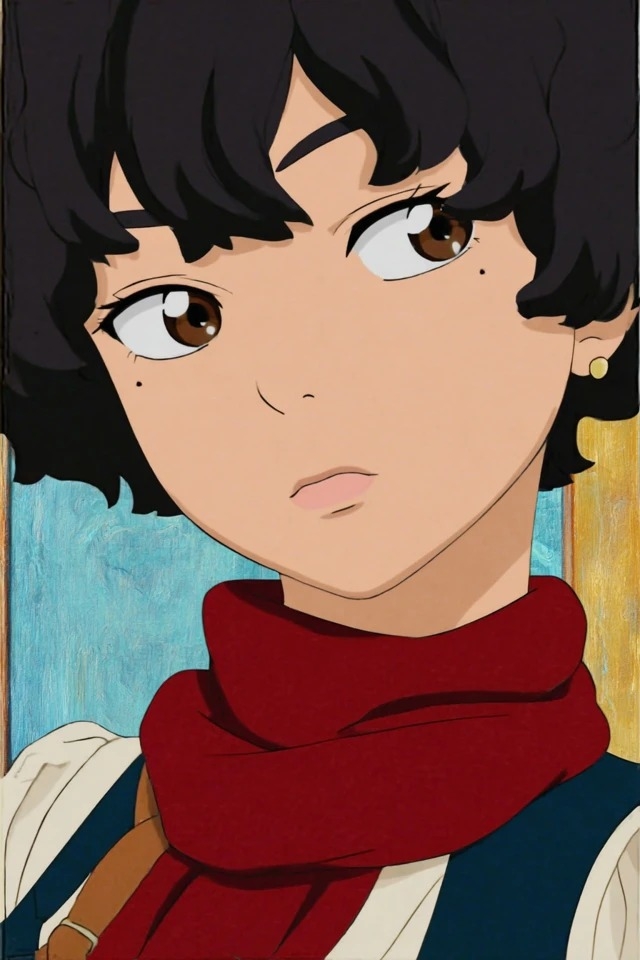 Retrato de personaje en estilo anime plano con sombreado cel