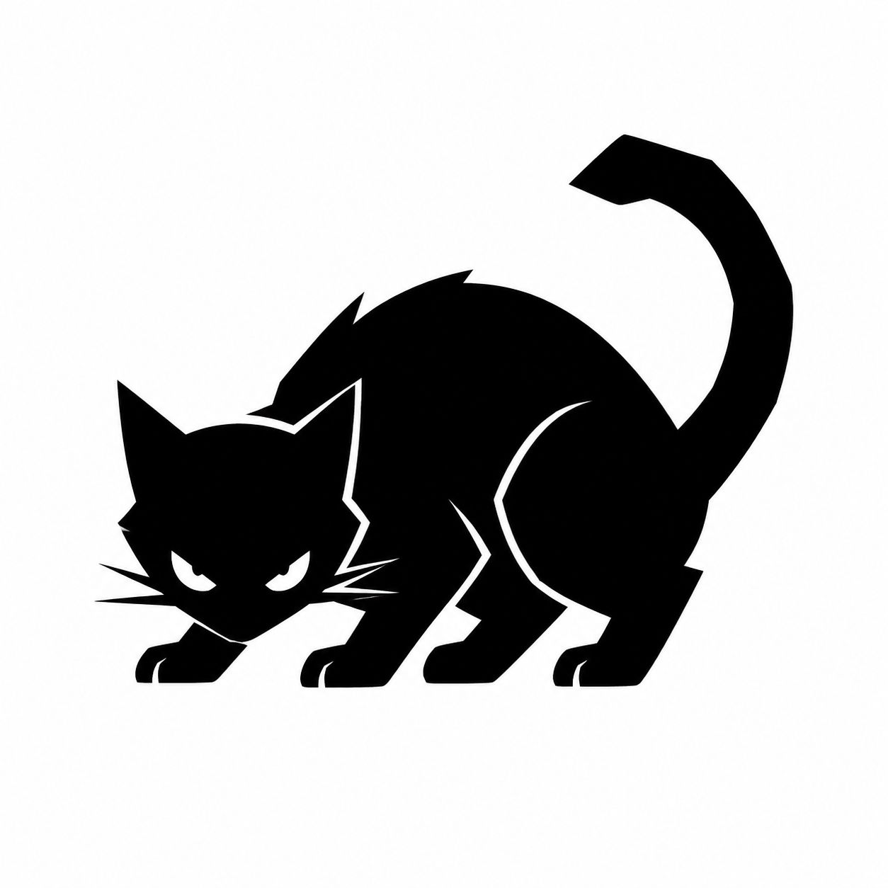 黑色极简猫咪剪影T恤设计
