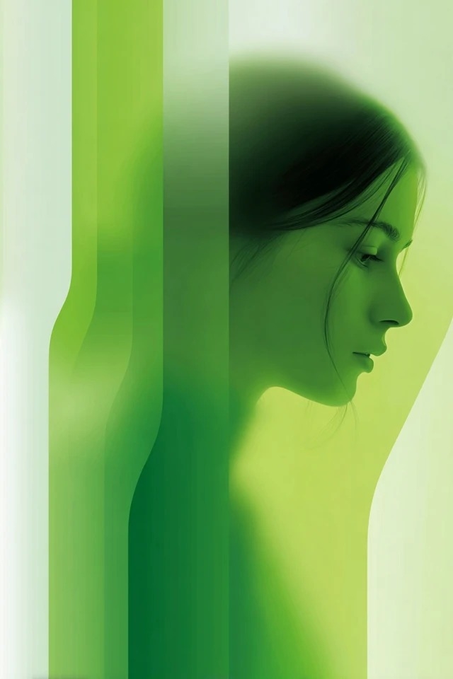 Weiche Farbverläufe in Smaragd und Limette, geeignet für Wellness-Branding und Hautpflegekampagnen