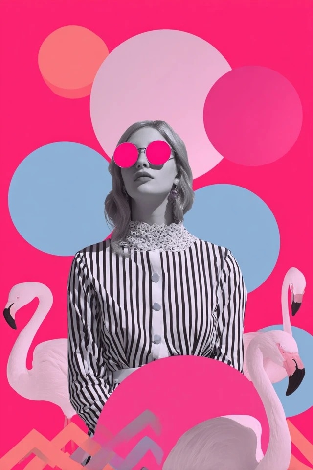 Un collage pop-art vibrant adapté aux éditoriaux de mode et aux campagnes d'été