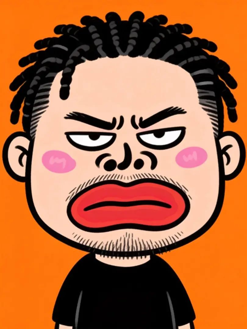 落書きスタイルのQ版中年男性キャラクター