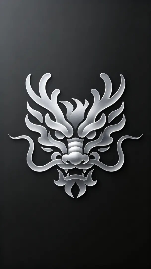 Minimalistisches und symmetrisches Logo-Design mit Drachenkopf