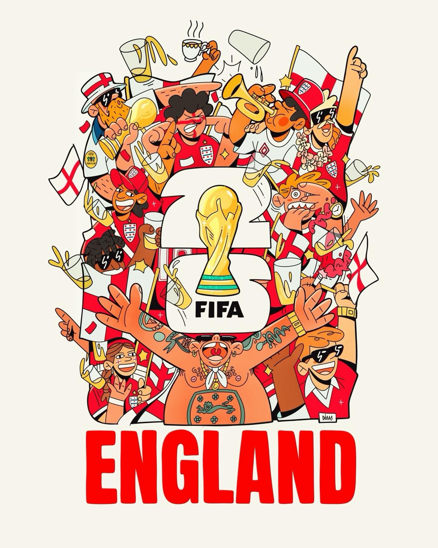 The artwork captures the intense and intimate moment between two footballers
