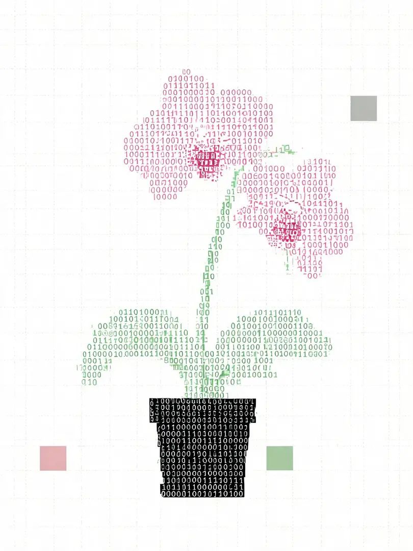 Minimalist ASCII character assembled butterfly orchid plant poster