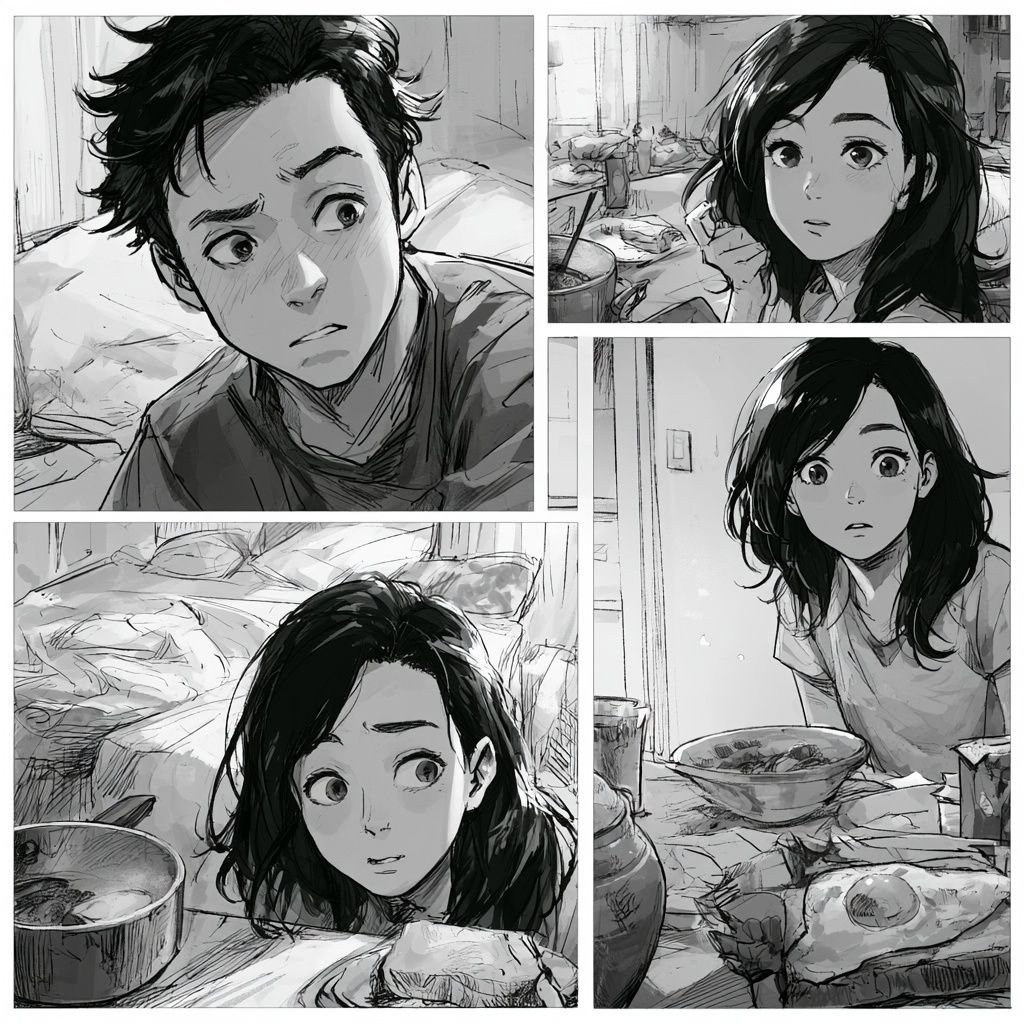 La première page du manga met en scène un protagoniste masculin de 24 ans avec une petite sœur de 21 ans. La sœur le réveille le matin en préparant le petit déjeuner, lui disant qu'il est déjà matin.