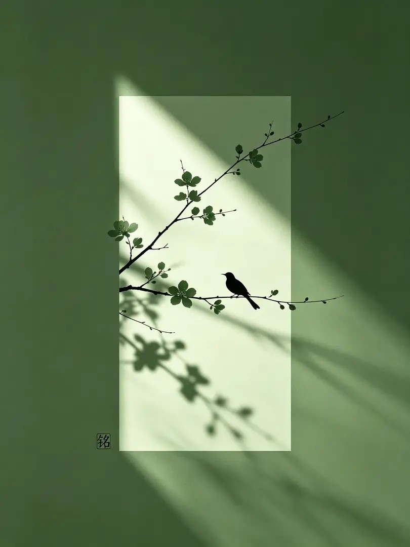 Modern spring poster with minimalist and healing style, showcasing the wind and flow of spring fields and flower meadows.